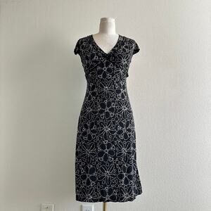 Vintage Max Studio black floral midi dress